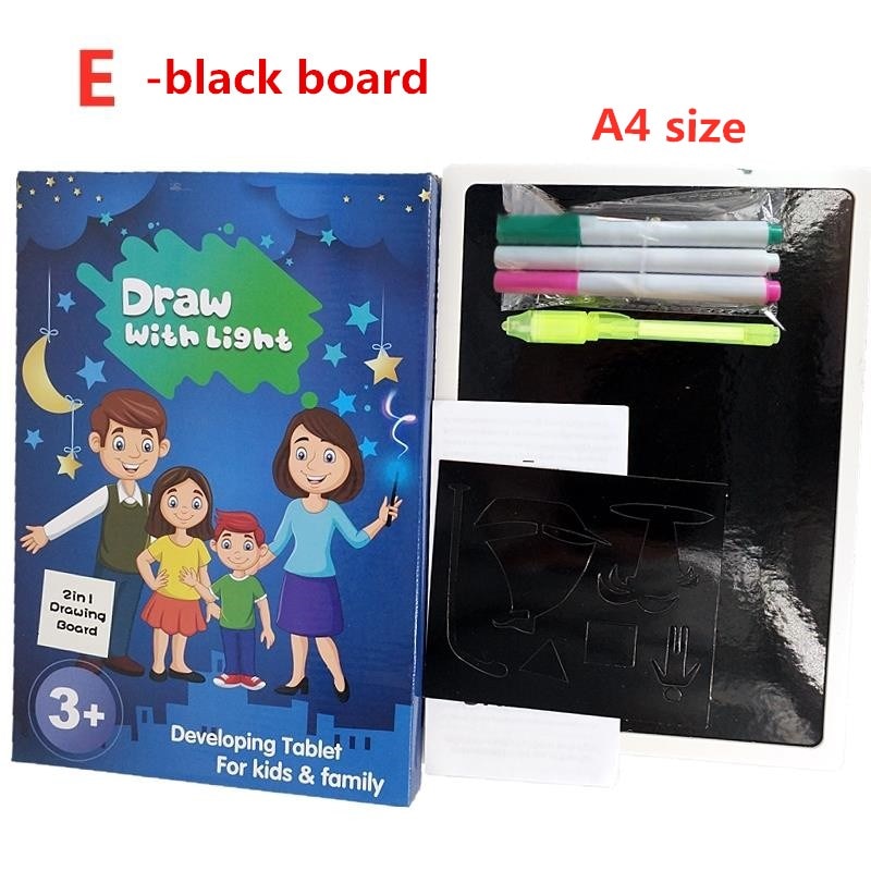 1PC A4 A5 LED Luminous Drawing Board Graffiti Doodle Drawing Tablet Magic Draw With Light-Fun Fluorescent Pen Educational Toy