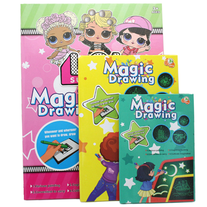 1PC A4 A5 LED Luminous Drawing Board Graffiti Doodle Drawing Tablet Magic Draw With Light-Fun Fluorescent Pen Educational Toy