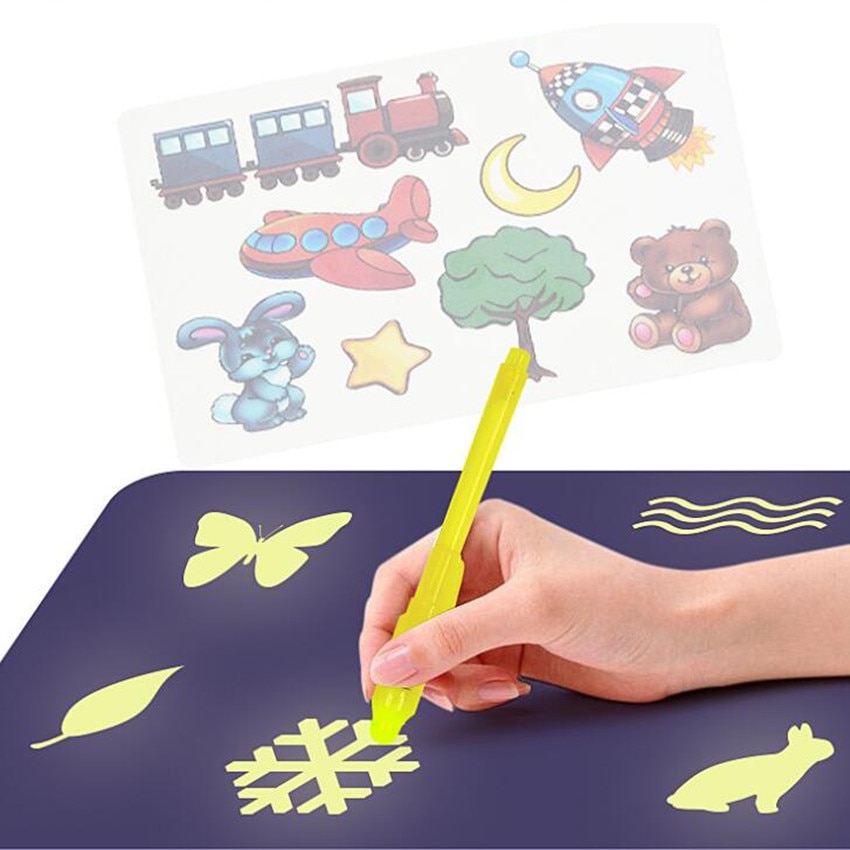1PC A4 A5 LED Luminous Drawing Board Graffiti Doodle Drawing Tablet Magic Draw With Light-Fun Fluorescent Pen Educational Toy