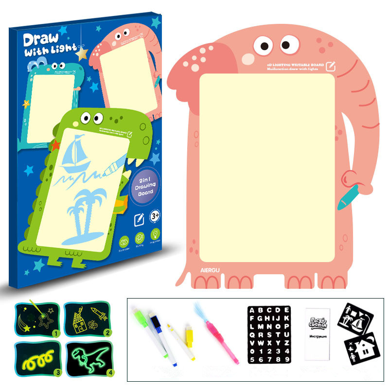 1PC A4 A5 LED Luminous Drawing Board Graffiti Doodle Drawing Tablet Magic Draw With Light-Fun Fluorescent Pen Educational Toy