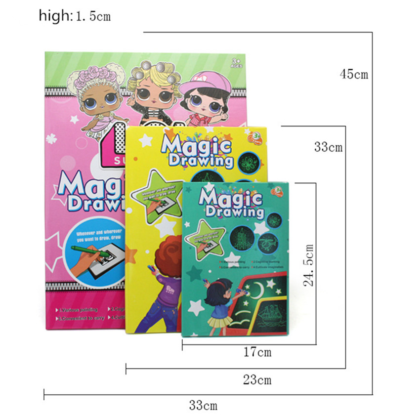 1PC A4 A5 LED Luminous Drawing Board Graffiti Doodle Drawing Tablet Magic Draw With Light-Fun Fluorescent Pen Educational Toy