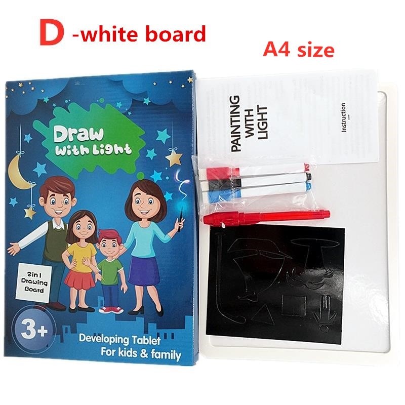 1PC A4 A5 LED Luminous Drawing Board Graffiti Doodle Drawing Tablet Magic Draw With Light-Fun Fluorescent Pen Educational Toy