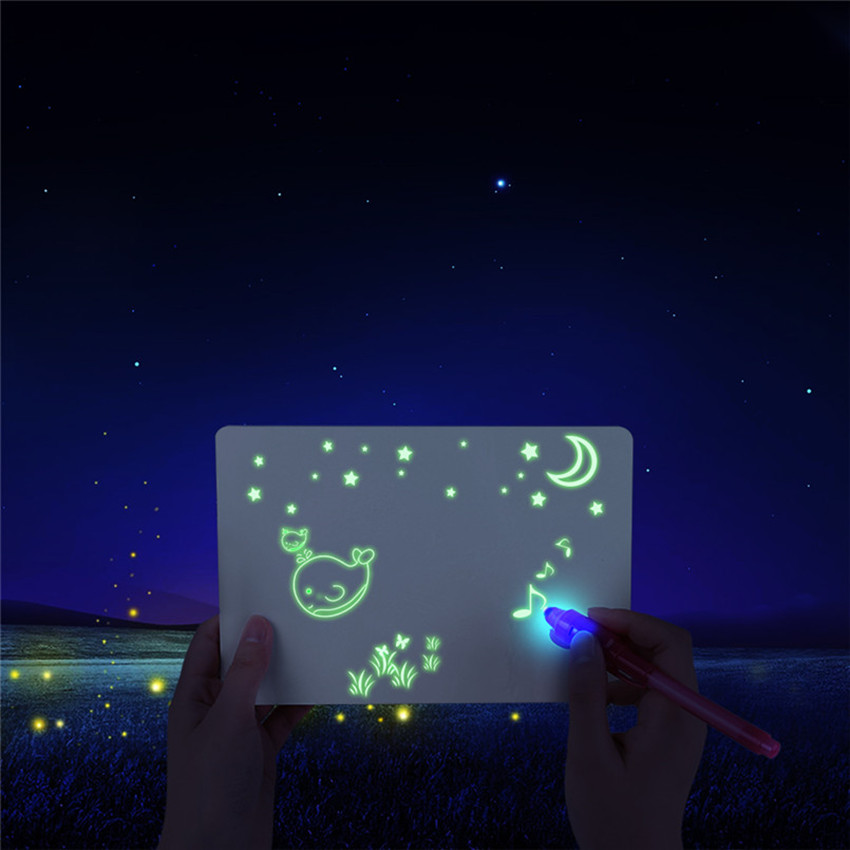 1PC A4 A5 LED Luminous Drawing Board Graffiti Doodle Drawing Tablet Magic Draw With Light-Fun Fluorescent Pen Educational Toy