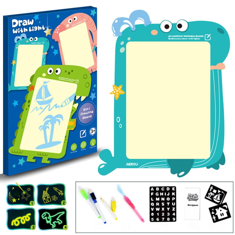 1PC A4 A5 LED Luminous Drawing Board Graffiti Doodle Drawing Tablet Magic Draw With Light-Fun Fluorescent Pen Educational Toy