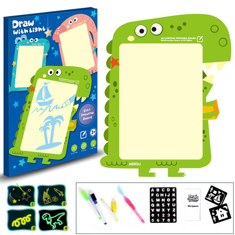1PC A4 A5 LED Luminous Drawing Board Graffiti Doodle Drawing Tablet Magic Draw With Light-Fun Fluorescent Pen Educational Toy